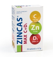 Zincas Max C + D3, tablety, 50 ks