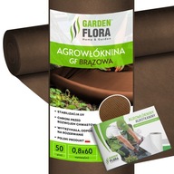 AGROWŁÓKNINA NA CHWASTY GF 0,8x60M BRĄZOWA AGROTKANINA ANTYCHWASTOWA 50G