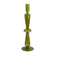 Szklany świecznik zielony 31cm ozdoba stołu wysoka