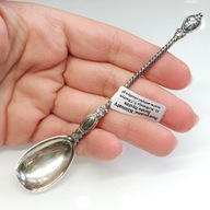 Srebrna przedwojenna łyżeczka ze skręconym uchwytem, srebro 0,800 główka