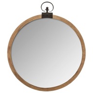 Závesné zrkadlo do kúpeľne okrúhly drevený rám