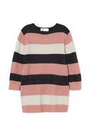 H&M sweter dłuższy paski róż 122/128