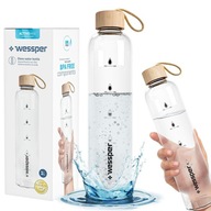 Veľká sklenená motivačná fľaša na vodu nápoje 1l Wessper Activemax 1000ml