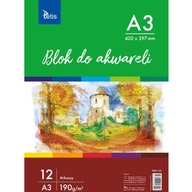 BLOK do farb akwarelowych A3 12 kartek 190g TETIS