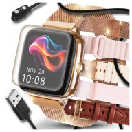 РОЗУМНИЙ ГОДИННИК ЖІНОЧИЙ ПОЛЬСЬКИЙ МЕНЮ ФУНКЦІЯ ВИКЛИКУ GOLD SPORT 5 СМУЖОК