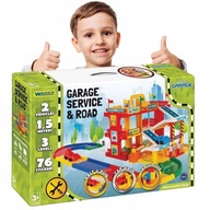Zabawkowy PARKING dla Dziecka GARAŻ NA SAMOCHODY ze Zjeżdżalnią SERWIS Box