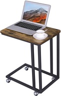 Industriálny bočný stolík na kolieskach pod notebook