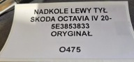 mudguard left rear part SKODA OCTAVIA IV 2020- 5E3853833