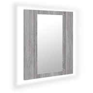 vidaXL Kúpeľňová skrinka so zrkadlom a LED, sivý dub sonoma 40x12x45 cm