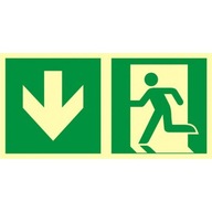 Znak – Kierunek do wyjścia ewakuacyjnego w dół (lewostronny) PCV 15x30 foto