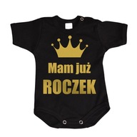 Czarne body Mam już roczek - złoty nadruk - 92 kr