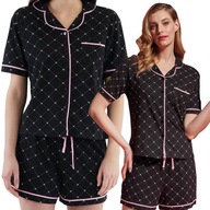 Roztomilé Košeľové Bavlnené Pyžamo Krátke Mäkké Pohodlné M Coraline Čierna