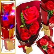 ÖRÖK RÓZSA DOBOZBAN 3DB SZENT VIRÁG CSOKOR RÓZSA ELEGÁNS AJÁNDÉK