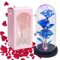 VEČNÁ LED RUŽA svietiaca v skle na batérie + kábel DARČEK VALENTINA