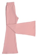 Spodnie DZWONY bawełniane OCIEPLANE legginsy dla dziewczynki różowe 122