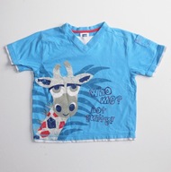 T-shirt Koszulka CHŁOPIĘCA Nadruk z żyrafą NIEBIESKA roz. 104-110 cm A939