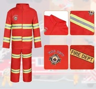 2 x KOSTÝM HASIČSKÝ KOSTÝM PRO DĚTI HASIČI BAL 120CM DÁREK HASICÍHO PŘÍSTROJE