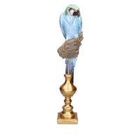 Posąg niebieskiej papugi na złotym podeście 45cm