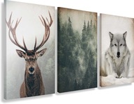 Obraz na plátne obrazy na stenu do obývačky triptych divoké zvieratá 60x120