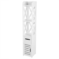 2X biela drevená kúpeľňová skrinka polica skrinka