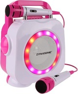 Zestaw karaoke Dynasonic DK-201 biało różowy 2 mikrofony bluetooth FM USB