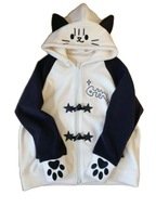 Hooded hoodie Cat shoulder sleeves Roztomilý mačací kabát Teplo v zime S-XXL