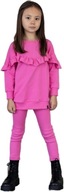 Różowy komplet bluza z falbankami + getry All For Kids 116/122