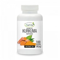 Kurkuma Extrakt 10:1 Kurkumín Prírodné tablety 400 mg 100 Kaps NatVita