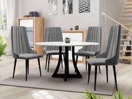 Okrúhly jedálenský stôl 100 cm so 4 stoličkami TULZA 1 - lesklý čiernobiely