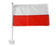 Auto Flaga Samochodowa POLSKA uchwyt - Flagi Polski z masztem na szybę ###