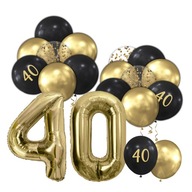 BALÓNY sada číslic 40 ROKOV ČIERNE ZLATÉ