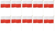 Flaga POLSKA 14x21 cm z patyczkiem 30 cm 10 sztuk Biało-czerwoni Kibic