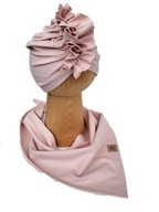 Zestaw Czapka Turban + Chusta Nude 52-55cm