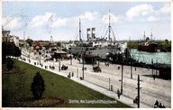 Szczecin Stettin , port , nadburcie parowca / 1931 r.