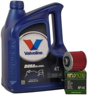 Motorový olej Valvoline DURABLEND 4T 4 l 10W-40 + Hiflofiltro HF145 olejový filter