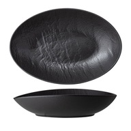 Salaterka owalna Wilmax 30x19,5x7 cm czarna porcelanowa z imitacją kamienia