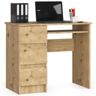 Počítačový stôl A-6 ĽAVÝ dub artisan 90cm AKD