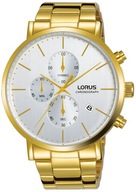 Lorus zegarek męski na bransolecie złoty chronograf sportowy 50M RM330FX9