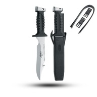 Nóż nurkowy MAC Coltellerie SHARK M - Black - SRK18MR + Twarde Etui + Paski