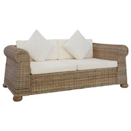 vidaXL 2-osobowa sofa z poduszkami, naturalny rattan