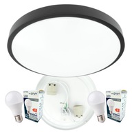 Plafon sufitowy Okrągły + 2x E27 Żarówki LED 10W Neutralne Czarny Natynkowy