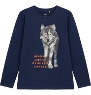 Koszulka t-shirt z Długim Rękawem chłopięca dziecięca Dziki Wilk 140 Endo
