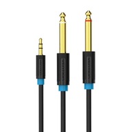 Kabel audio TRS 3,5mm na 2x 6,35mm męski Vention BACBD 0,5m czarny