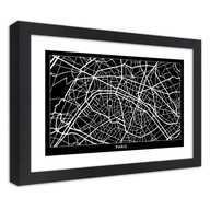 Obraz v ráme, Plán mesta Paríž - 90x60