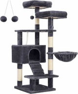 Drapak wieża dla kota dymny szary 143 cm Stabilny drapak drzewo wykonany z