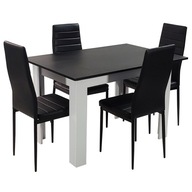 Zestaw stół Modern 120 WB 4 czarne krzesła Nicea