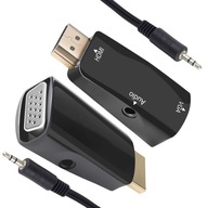 ADAPTER HDMI DO VGA KONWERTER SYGNAŁU MONITOR KABEL DSUB AUDIO JACK