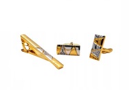 Elegantná zlatá SADA manžetových gombíkov a kravaty darček pre neho