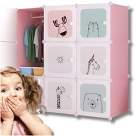 Różowa szafka modułowa dziecięca 9 półek, regał do pokoju, zabawki, ubrania