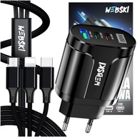 SZYBKA ŁADOWARKA SIECIOWA DO TELEFONU 3X USB USB-C 58W PRZEWÓD USB-C 3W1